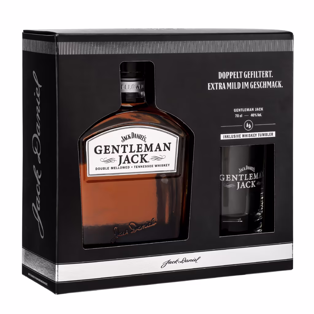 Image for Jack Daniel's Gentleman Jack Tennessee Whiskey - Gift set with whiskey tumbler - 0.7L glass jacky Amazon Prime
